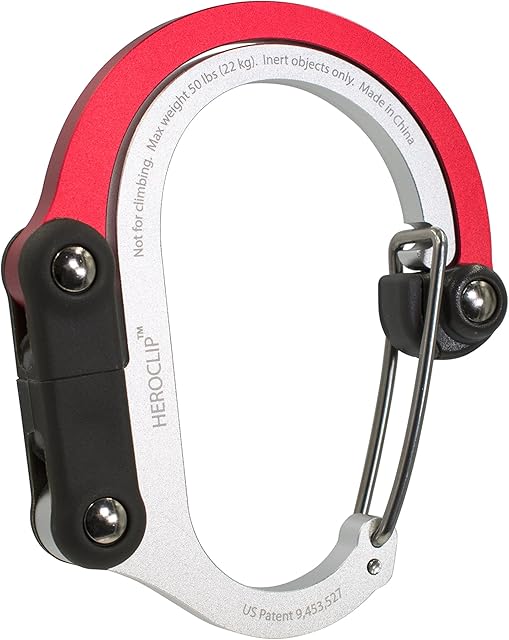 HEROCLIP Medium - Carabiner Clip and Hook, Bag, Purse, Backpack Hanger, Baby Pushchair Hook, Keyring Carabiner and Multifunction for Camping, Fishing, Hiking Or Travel, Hang Anything, Anywhere