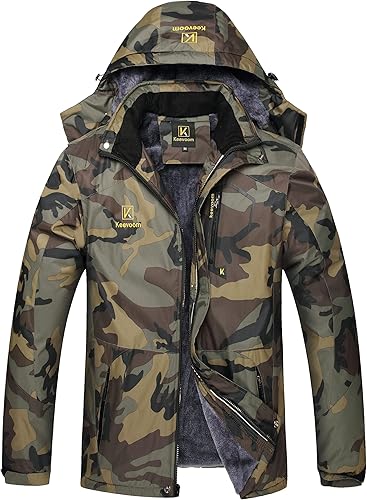 Keevoom Chaqueta de esquí impermeable para hombre, abrigo de nieve cálido para invierno, resistente al viento, impermeable, snowboard, chaquetas con