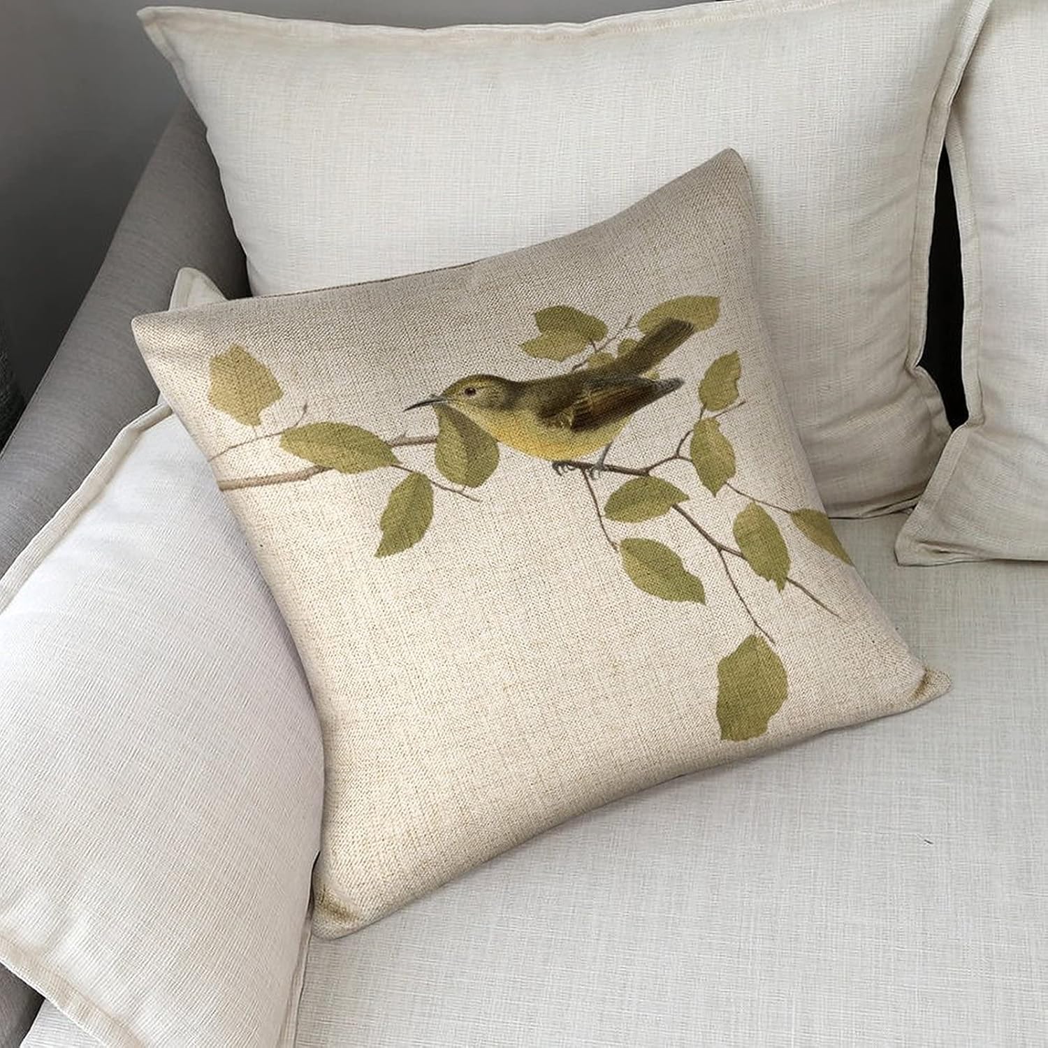 Throw Pillow Covers Linen Pillow Case Indoor Bird Decorative Pillowcase 18x18 for Sofa Couch Bedroom Living Room Car - Image 6