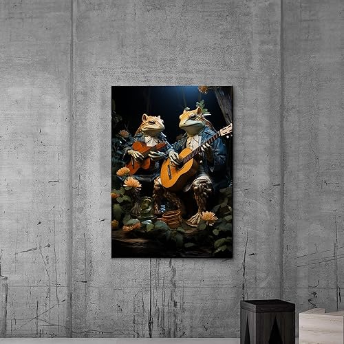 Vintage Frog Poster, Funny Poster Of Frog Art Painting, Creativity Decor Vintage Poster, Funny Wall Art And Nature Animal Illustration Print, Retro