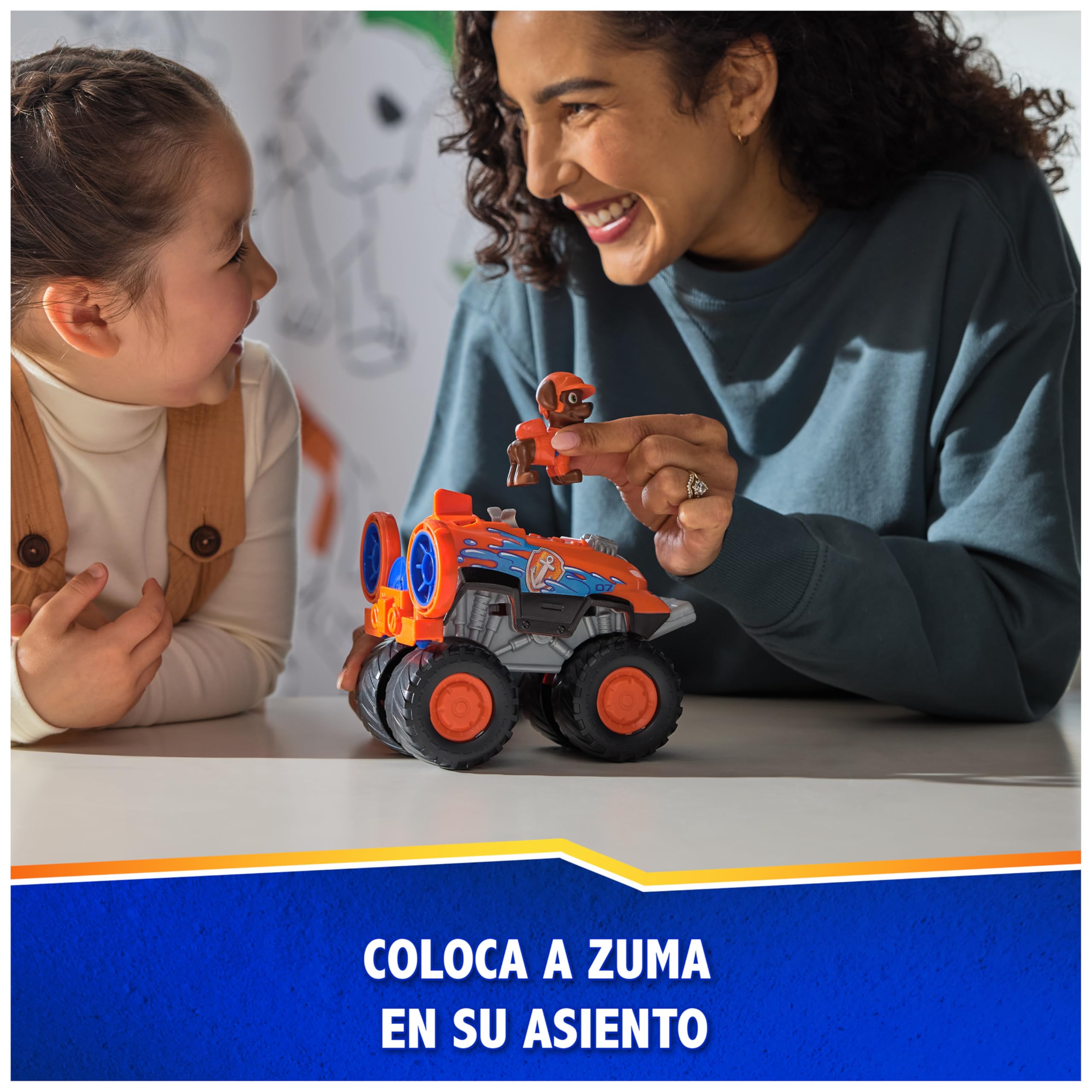 Paw Patrol Patrulla Canina - Pack Figura Zuma Rescue Wheels y Vehículo Aerodeslizador Lanza Proyectiles - Patrulla Canina Juguetes - Juguetes Niños 3 años + - Regalo Niño 3 años