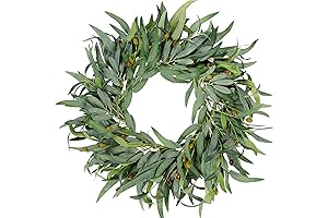 Artificial Olive Wreath for Front Door with Bay Leaves