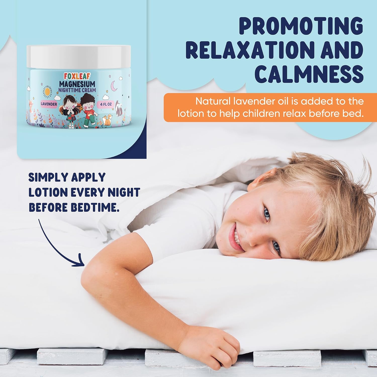 Magnesium Cream For Kids - Supports Sleep & Comfort with Aloe Vera, Shea Butter, Dandelion Root Extract & Lavender Scented - Made In USA - 4oz