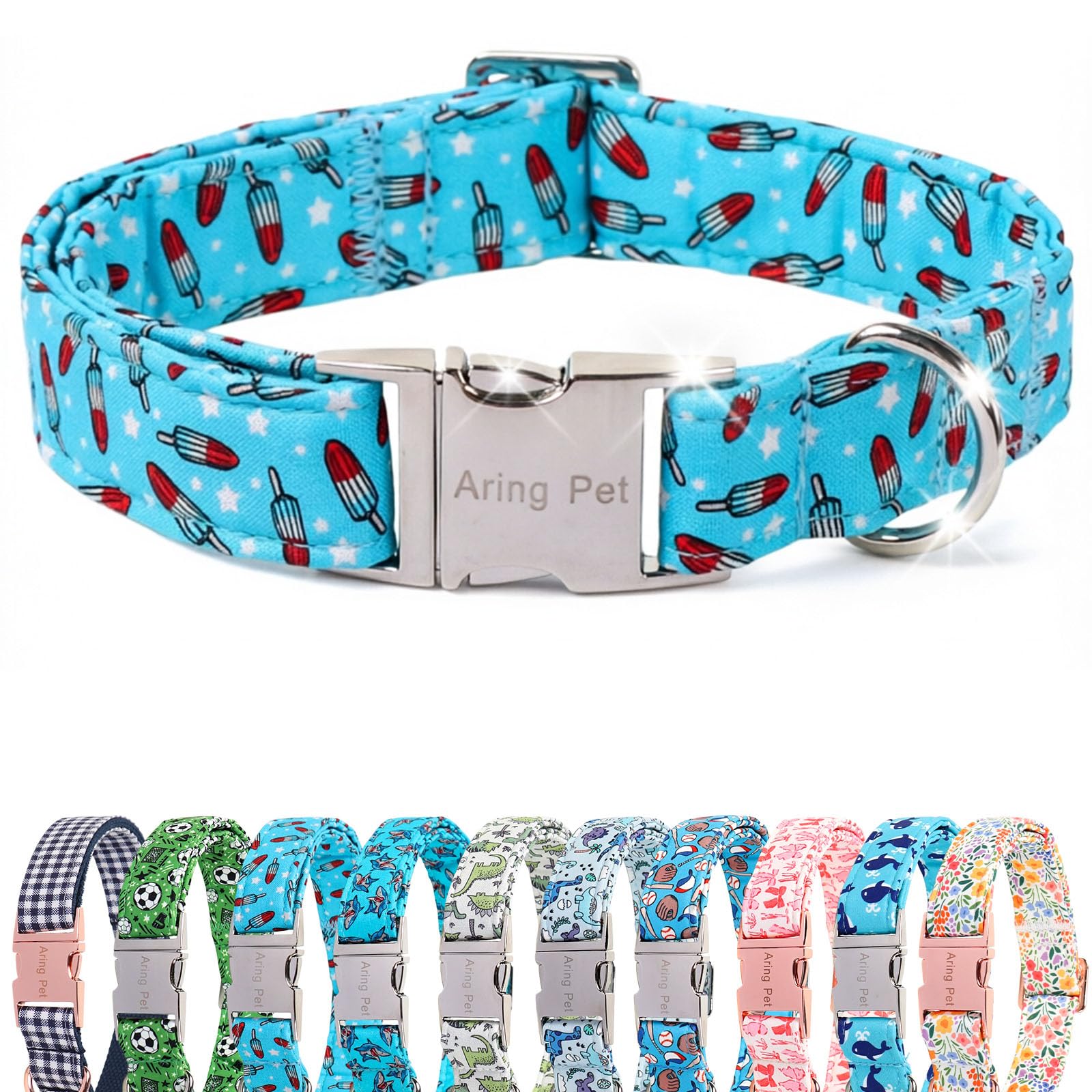 ARING PET Summer Dog Collar for Small Medium Large Boy Dogs-Blue Ice Pop XS