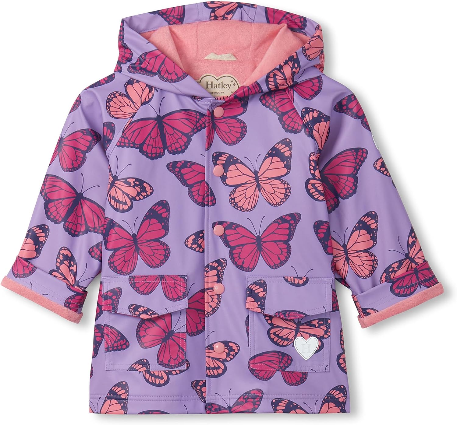 Hatley Girls' Color Changing Button-up Printed Rain Jacket