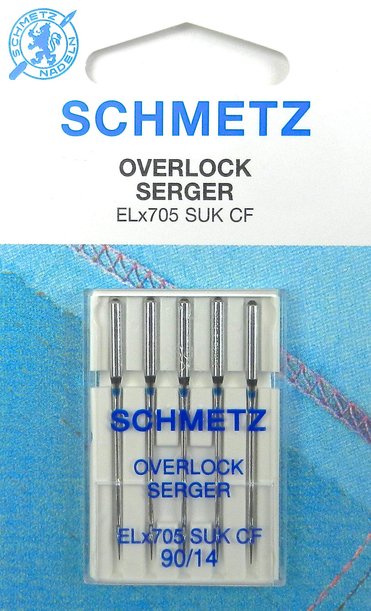Schmetz Overlock / Serger ELx705 SUK CF (Ballpoint, Chrome Finish) Sewing Machine Needles for Gritzner 788, Size 90/14