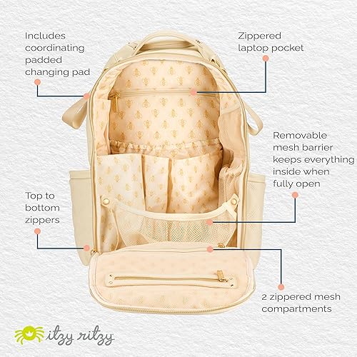 Miniatura 5 de Itzy Ritzy Mochila para pañales  Mochila para pañales Boss Plus de gran capacidad con 19 bolsillos, cambiador, clips para cochecito y cómodas