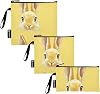 Cute Bunny Faces Light Yellow 3 Piecing Reusable Zipper Snack Bags Portable Boys Lunch Bags for Kids School Lunch and Adults Portion