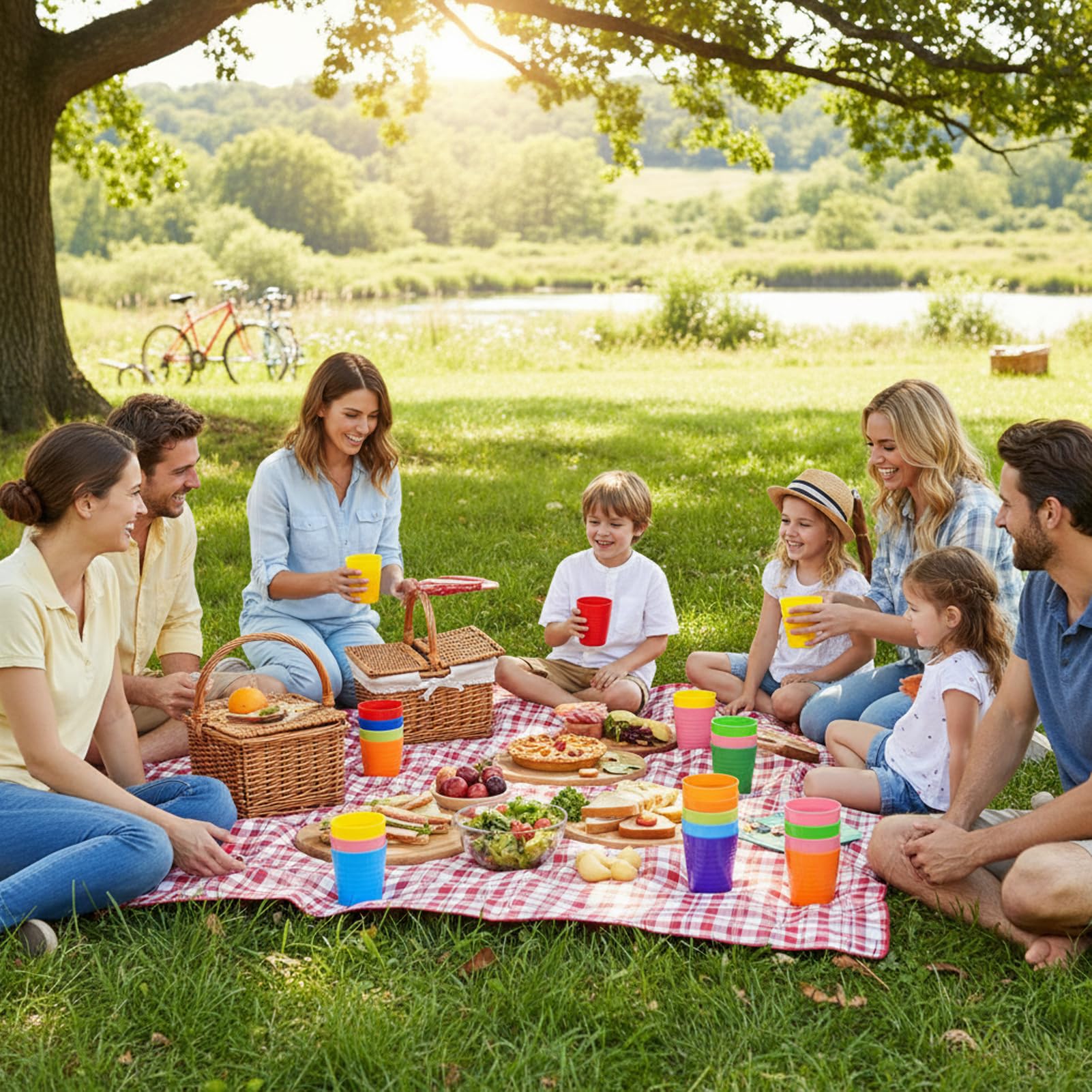 30 Szt Kolorowe Plastikowe Kubki Wielokrotnego Użytku, 250ml 10 Kolorów Plastikowe Kubki Wielokrotnego Użytku do Picia dla Dzieci Imprezy Plenerowe Pikniki Kemping BBQ Podróż Kuchnia