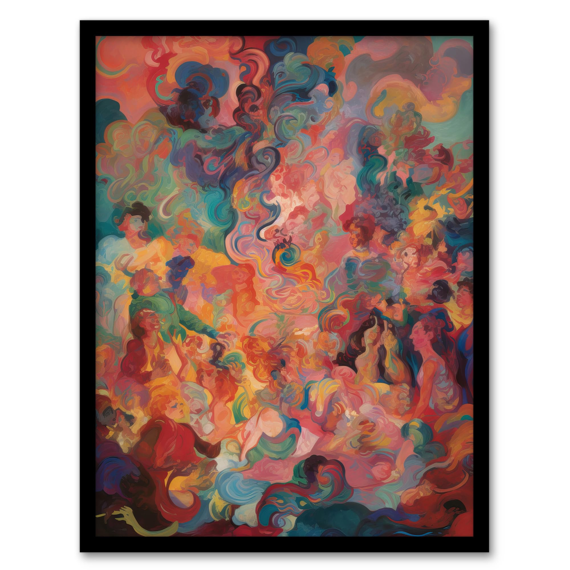 Artery8 The Hedonism Rainbow By Susan Dumont Flowing Abstract Pastels Artwork Framed Wall Art Print 18X24 Inch