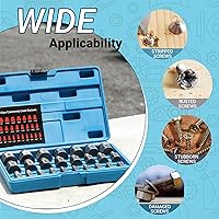 Vista 5 de Juego de extractor de tornillos de 25 piezas, cabeza hexagonal, herramienta extractor de pernos fácil de salir, acero de aleación de molibdeno