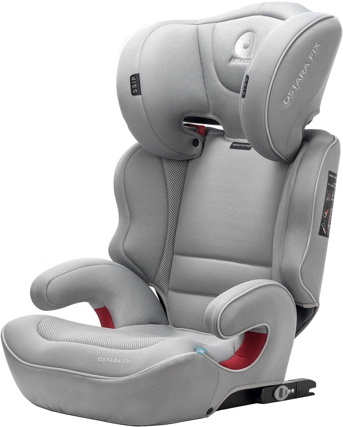 APRAMO OSTARA FIX Child Car Seat Group 2/3 (15-36 kg), 3 to 12 years, ISOFIX Booster Seat for Cars with and without ISOFIX (Steel Grey)