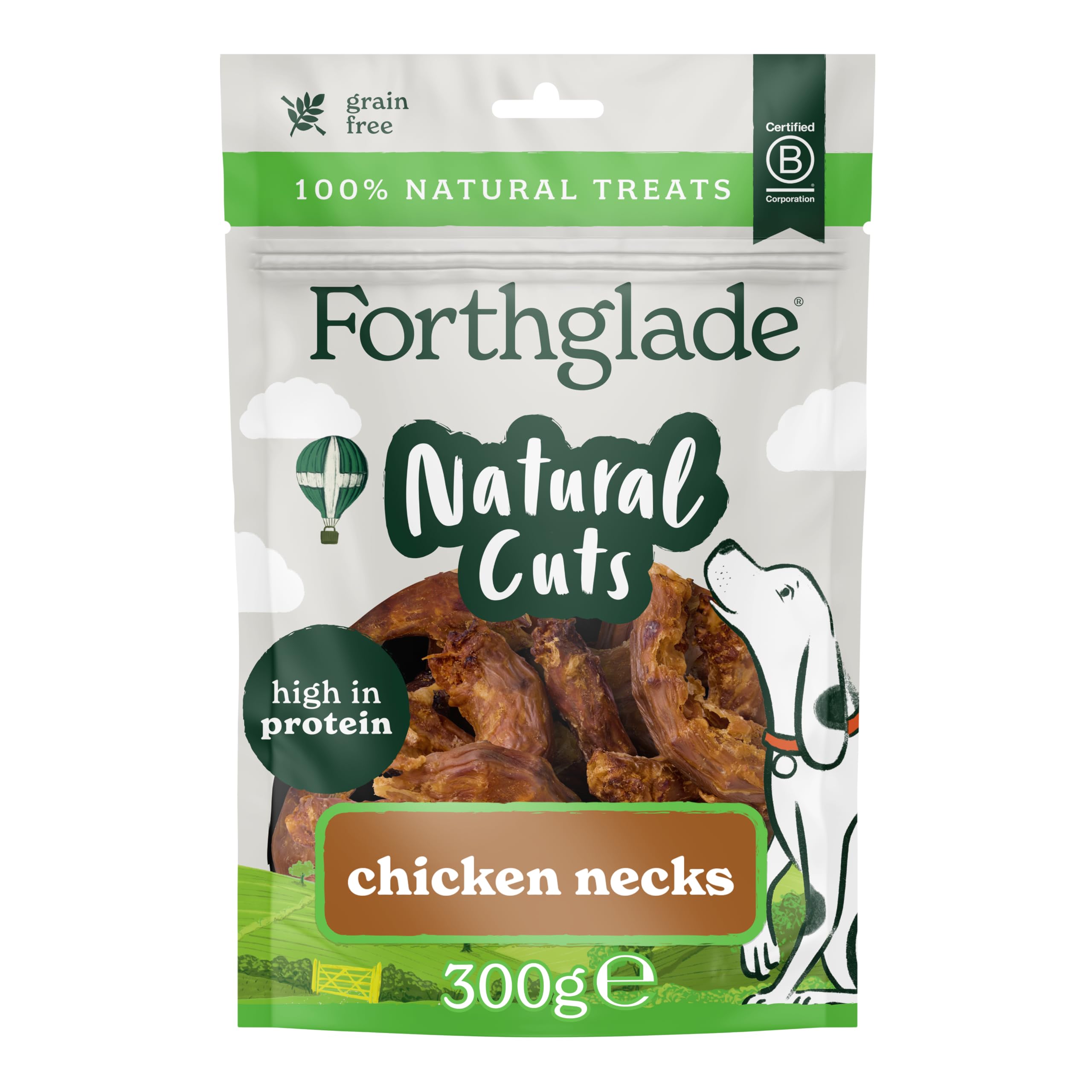 Forthglade Meaty Dog Treats, 100% Natural Cuts, Chicken Necks (300g)