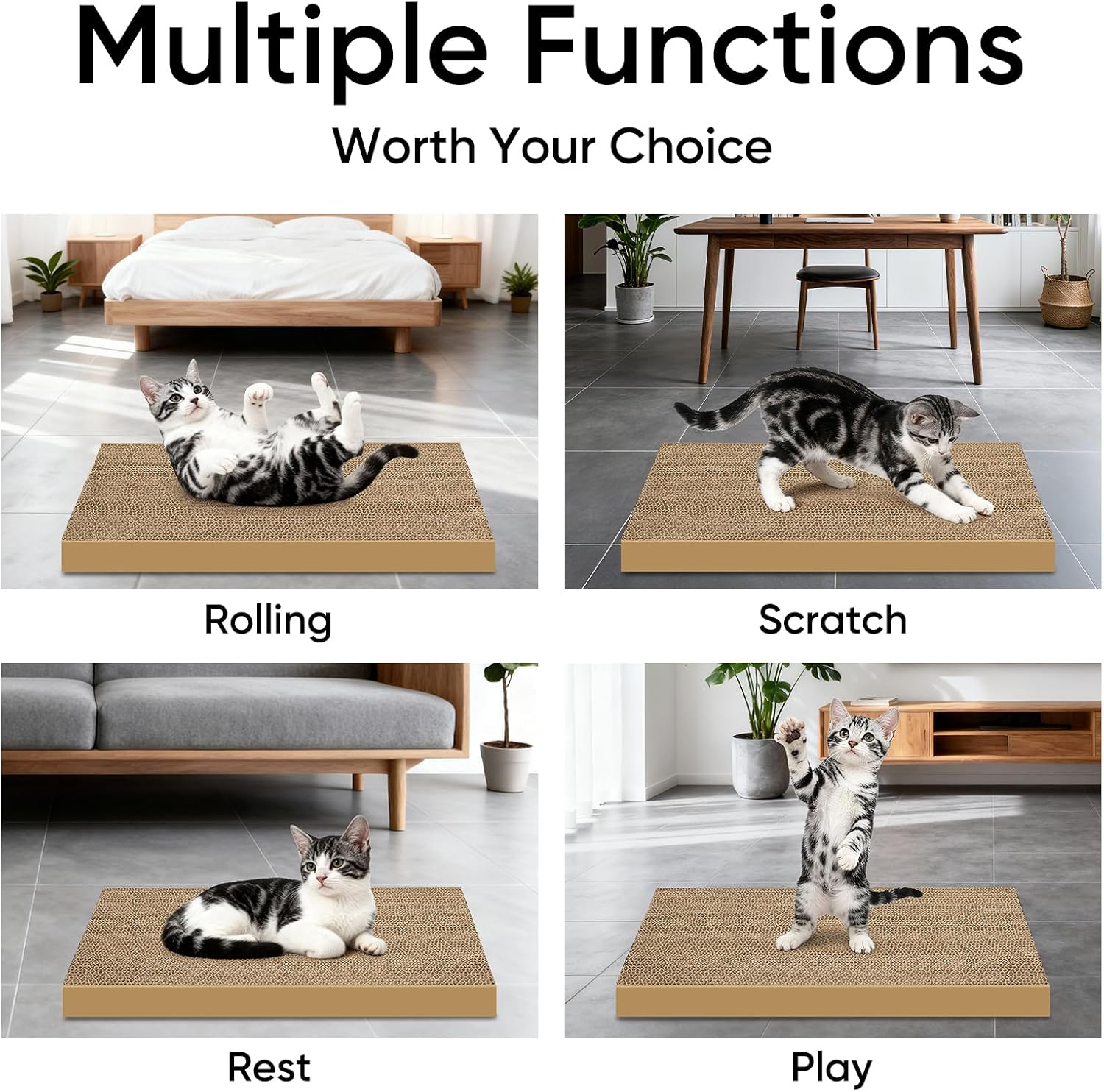 AGYM 8パック 猫スクラッチャー 猫スクラッチ ボード 屋内猫と子猫用 大型猫スクラッチ パッド 耐久性 プレミアム リサイクル