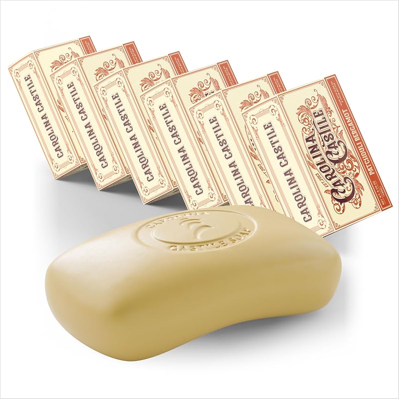Sabonete em barra Carolina Castile Soap de Patchouli e Bergamota, triplo moído, com óleo de oliva e manteiga de cacau, 142 g