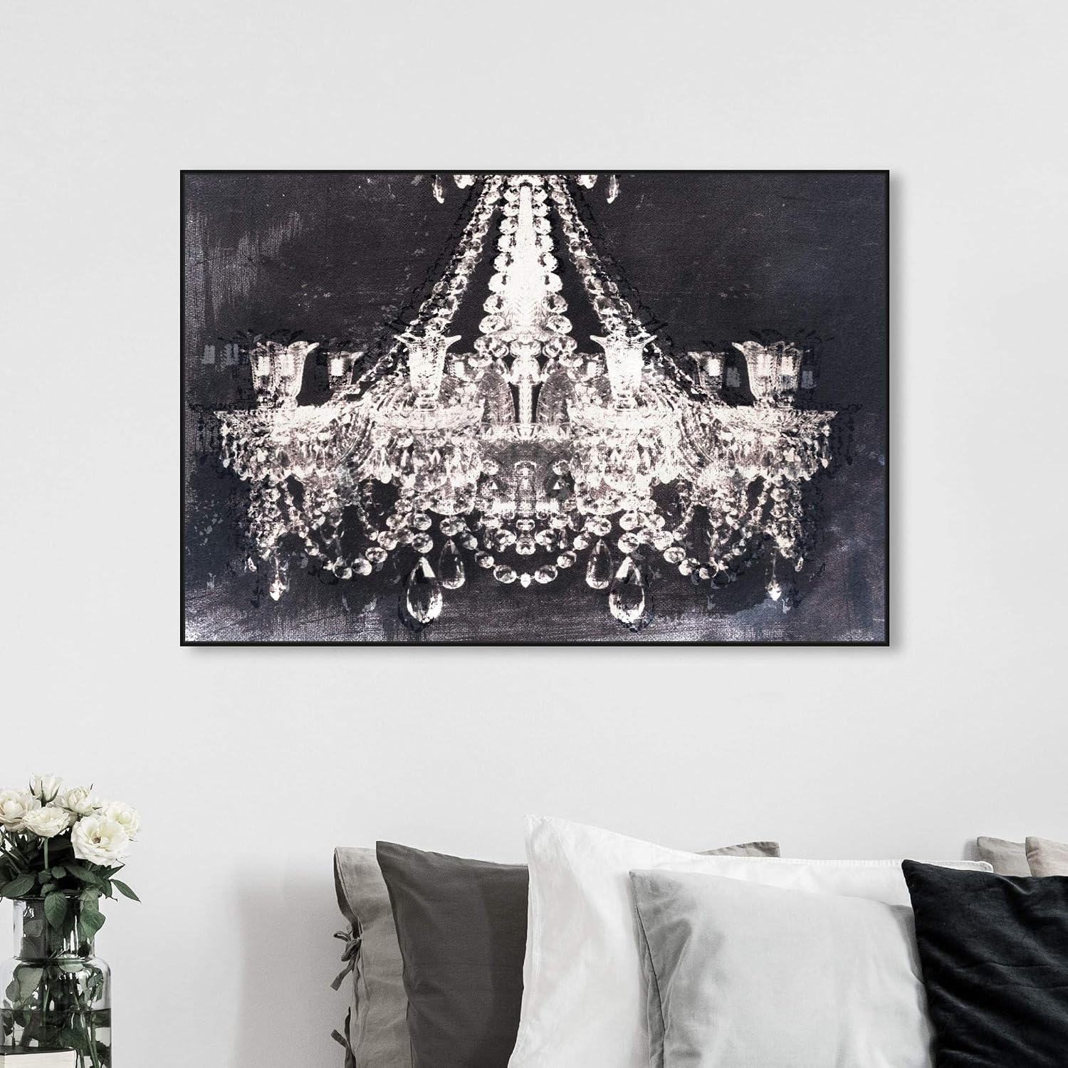 The Oliver Gal Artist Co. Fashion and Glam Modern Canvas Art - Dramatic Entrance Night, Wall Art for Living Room, Bedroom, and Bathroom, 54 in x 36, Black and White Home Decor