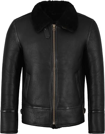 Mens B3 100% Real Sheepskin Leather Jacket Bomber Pilot RAF WW2 HARBIN