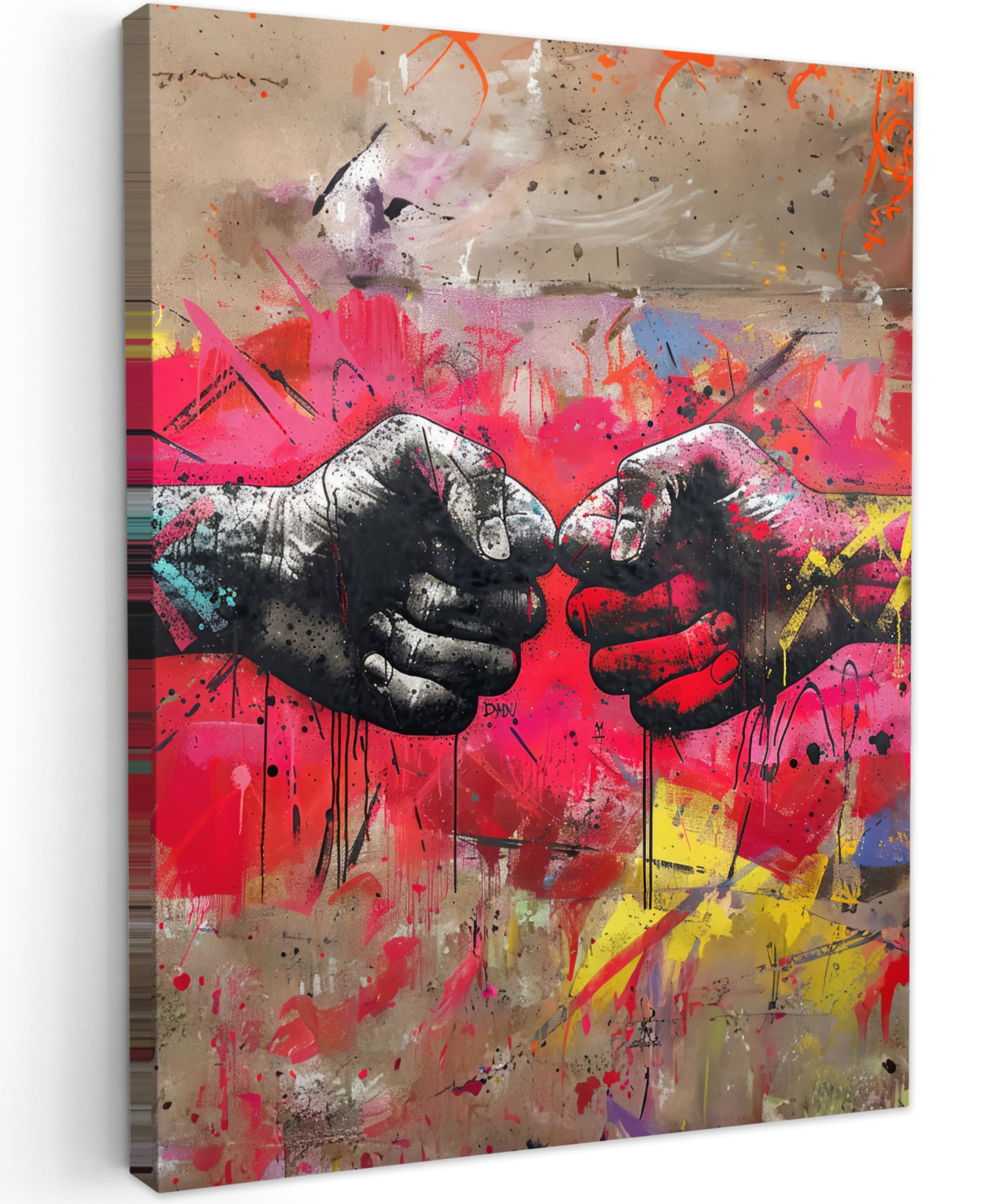 MuchoWow© Canvas Wall Art 20"x28" / 50x70 cm Decor Hanging Pictures for Living Room Canvus Artwork Deco Walls Street art - Hands - Graffiti - Art - Banksy — image 1