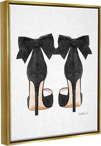 Miniatura 10 de Stupell Industries Glam - Zapatos de tacón con lazo negro de gran tamaño, arte de pared en lienzo estirado, fabricado con orgullo en Estados Unidos