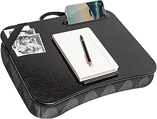 LapGear Designer Lap Desk with Phone Holder and Device Ledge - Gray Argyle - Fits up to 15.6 Inch Laptops - Style No. 45438