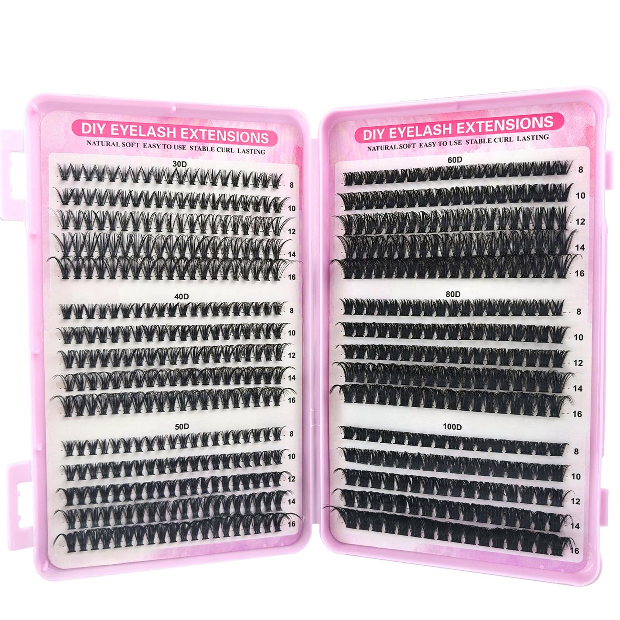 BRONXIC Eyelashes Kit 600+ Pieces- 30D-40D-50D-60D-80D-100D Volume Lashes Extensions, DIY Fluffy Russian Style Cluster Lashes
