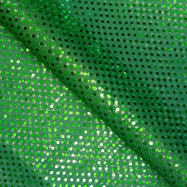 Sequin Fabric Sparkly Shiny Bling Glitter Material Cloth 112cm Wide Drape Craft (Green, Per Metre)