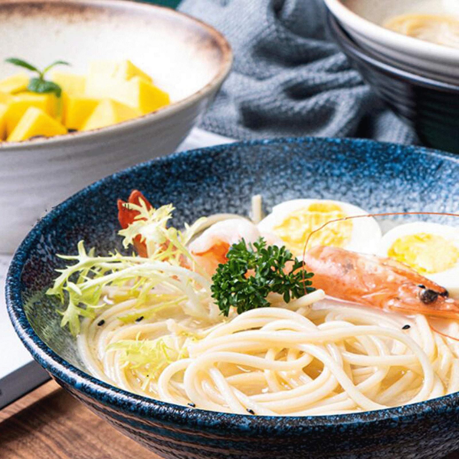 Teller- und Schüssel-Sets, Keramik-Reisschüssel für den Haushalt, 23,8 x 9,6 cm, Suppenschüssel mit großem Fassungsvermögen, Ramen-Schüssel, Restaurantgeschirr, Nudel-Re