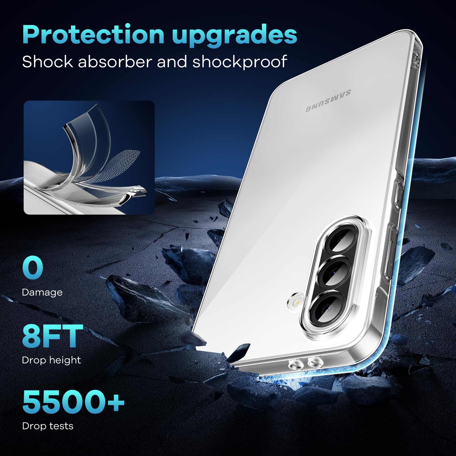 caslord Custodia per Samsung Galaxy A56 5G con 3 Vetri Temperati, Custodia Protettiva Antigiallo Antiurto Antigraffio, Custodia Protettiva in Silicone TPU Trasparente per Galaxy A56, Trasparente