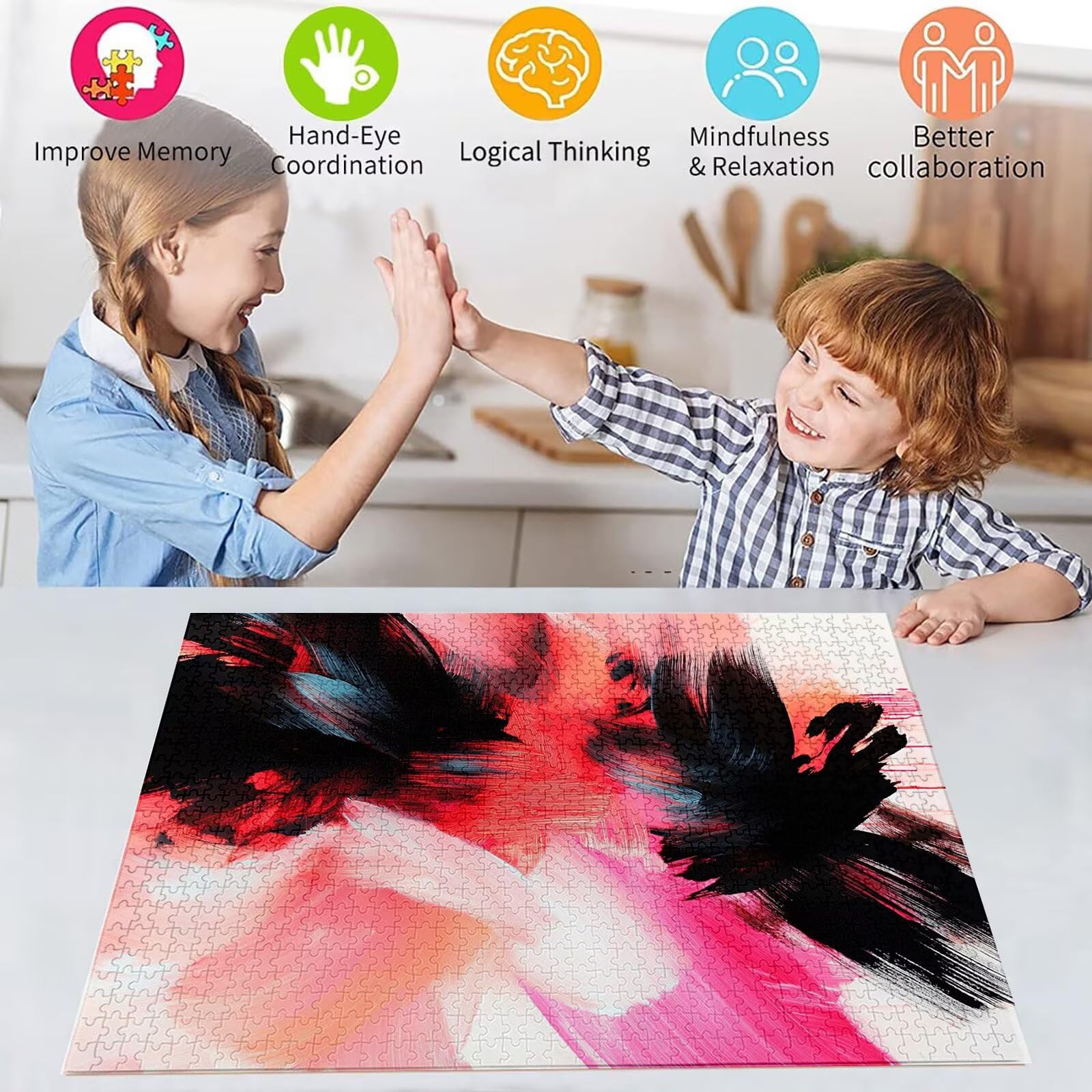 Puzzle 1500 Pièces Adultes Abstrait Puzzle Enfant, Puzzles pour Adultes Jeu éducatif Défi Jouets, Puzzles Paysage à Faire soi-même pour Décoration Murale la Maison, Jeux d'activités Familiales D-545