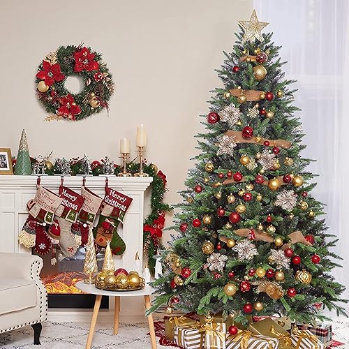 Miniatura 4 de Treepool Árbol de Navidad artificial de 7 pies con 2786 puntas de rama (1359PE y 1427 PVC), sin luz, se siente real, árboles de Navidad de abeto de