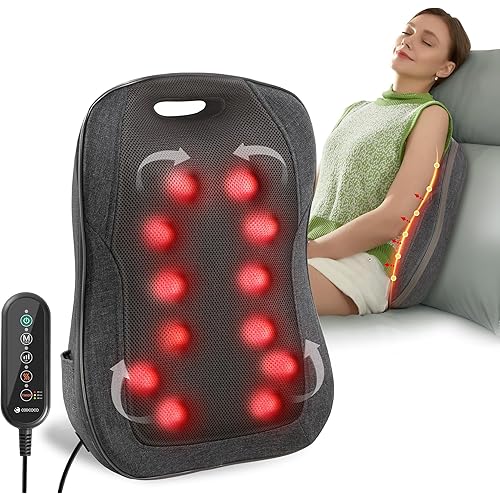 CooCoCo HSA Store Eligible Shiatsu Back Massager with Heat, Portable Massage Chair Pad, Kneading Massage Mat for Pain Relief, Chair Massager for Office Home