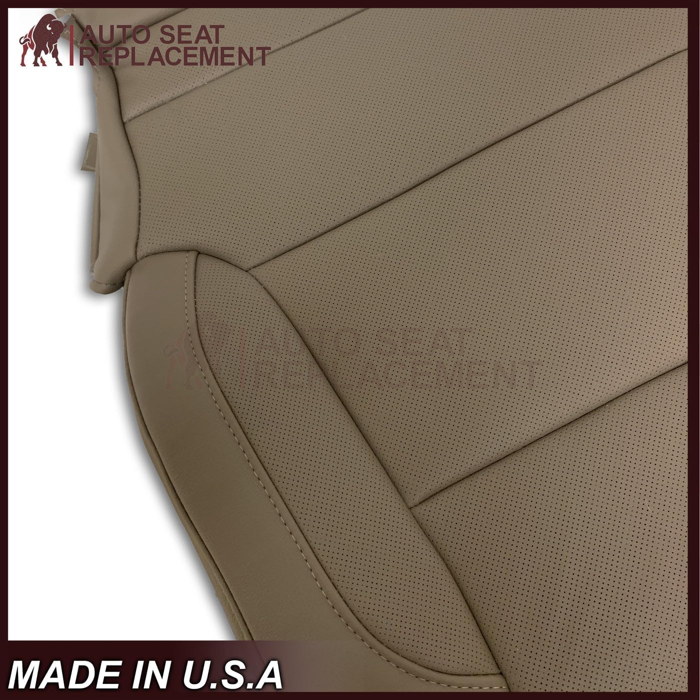Auto Seat Replacement, Compatible with 2014 2015 2016 2017 2018 2019 Chevy Silverado Tahoe and GMC Sierra LTZ 1500 2500 Perforated Vinyl Seat Covers in Dune Tan (Driver Bottom)