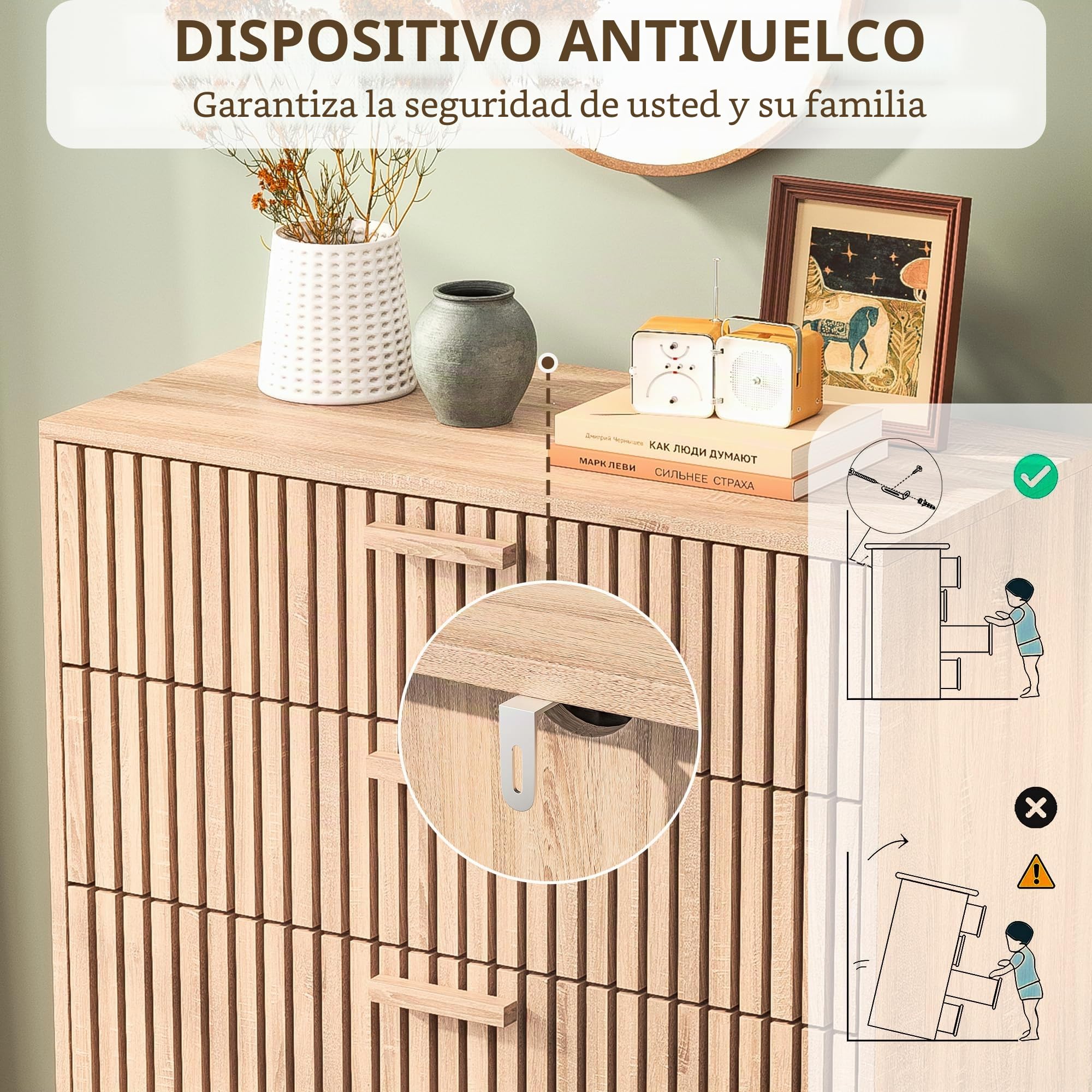 Cómoda con 4 cajones, cómoda para dormitorio, cómoda moderna, cómoda de madera con asas, aparador, cajonera de almacenamiento para pasillo, salón, dormitorio