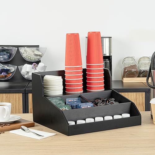 Miniatura 50 de Restaurantware - Organizador de condimentos de café de 9.5 x 4.25 x 2 pulgadas, 1 organizador rectangular de crema - 3 compartimentos, resistente a