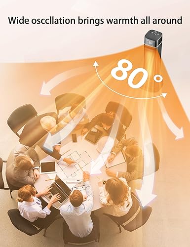 Miniatura 3 de VCK - Calentador de espacio, calentador eléctrico portátil de 24 pulgadas, 12 piess con control remoto, luz nocturna, oscilación de 80, 4 modos,