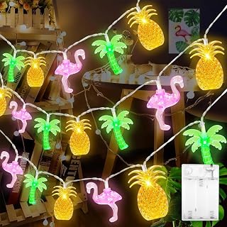 ENLACE String Lights Hawaii 3M 20 LED String Lights Tropical with Pineapple Flamingo Palm Trees Flamingo Summer Fairy Lights for Hawaii Party Summer Parties Beach Decoration Indoor & Outdoor