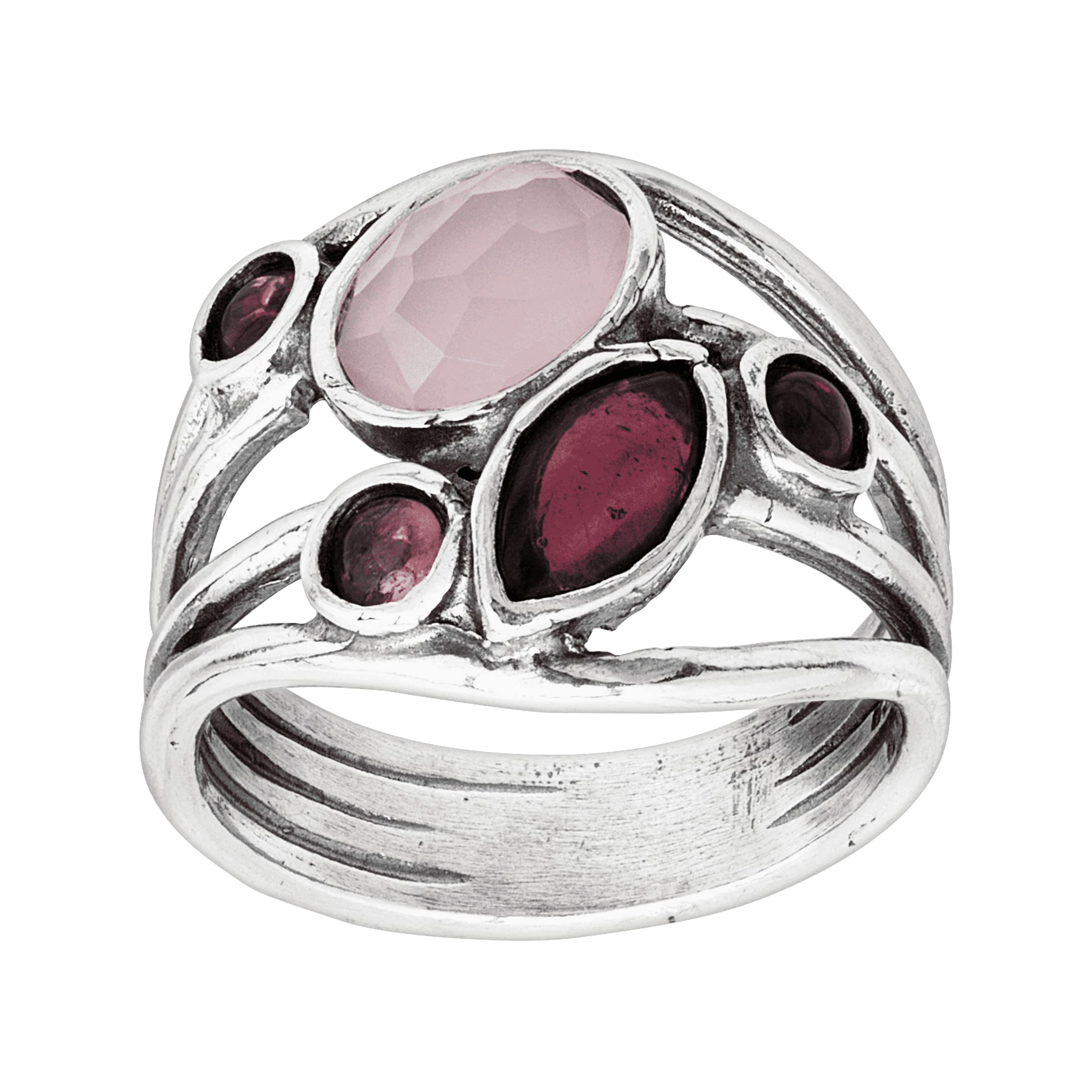 SilpadaSilpada 'Red Alert' Natural Garnet, Rose Quartz, & Pink Tourmaline Ring in Sterling Silver