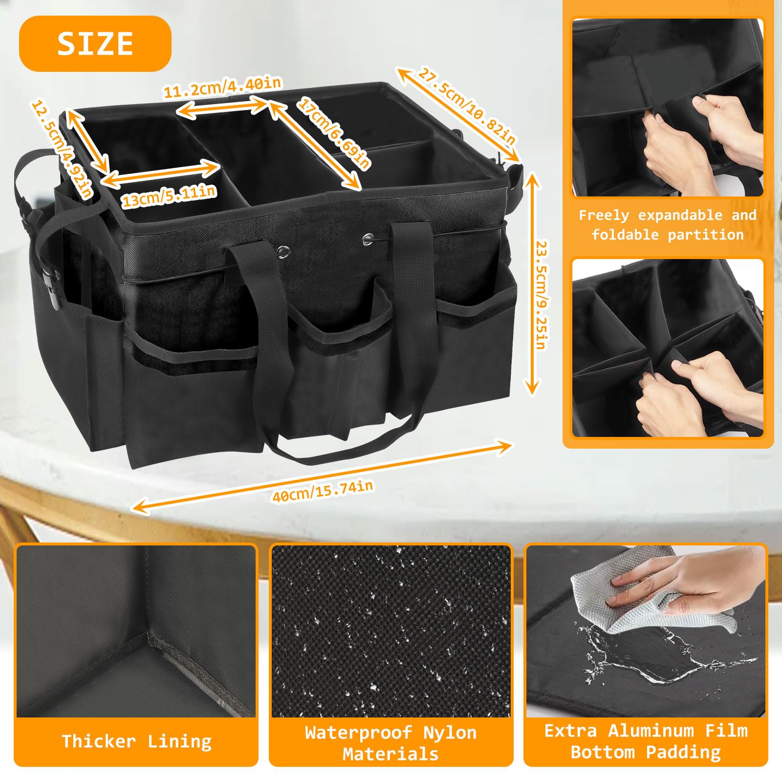 Yallmie Cleaning Caddy Bag with Handle, Cleaning Products Organiser Adjustable Gardening Tool Storage Bag - Image 2