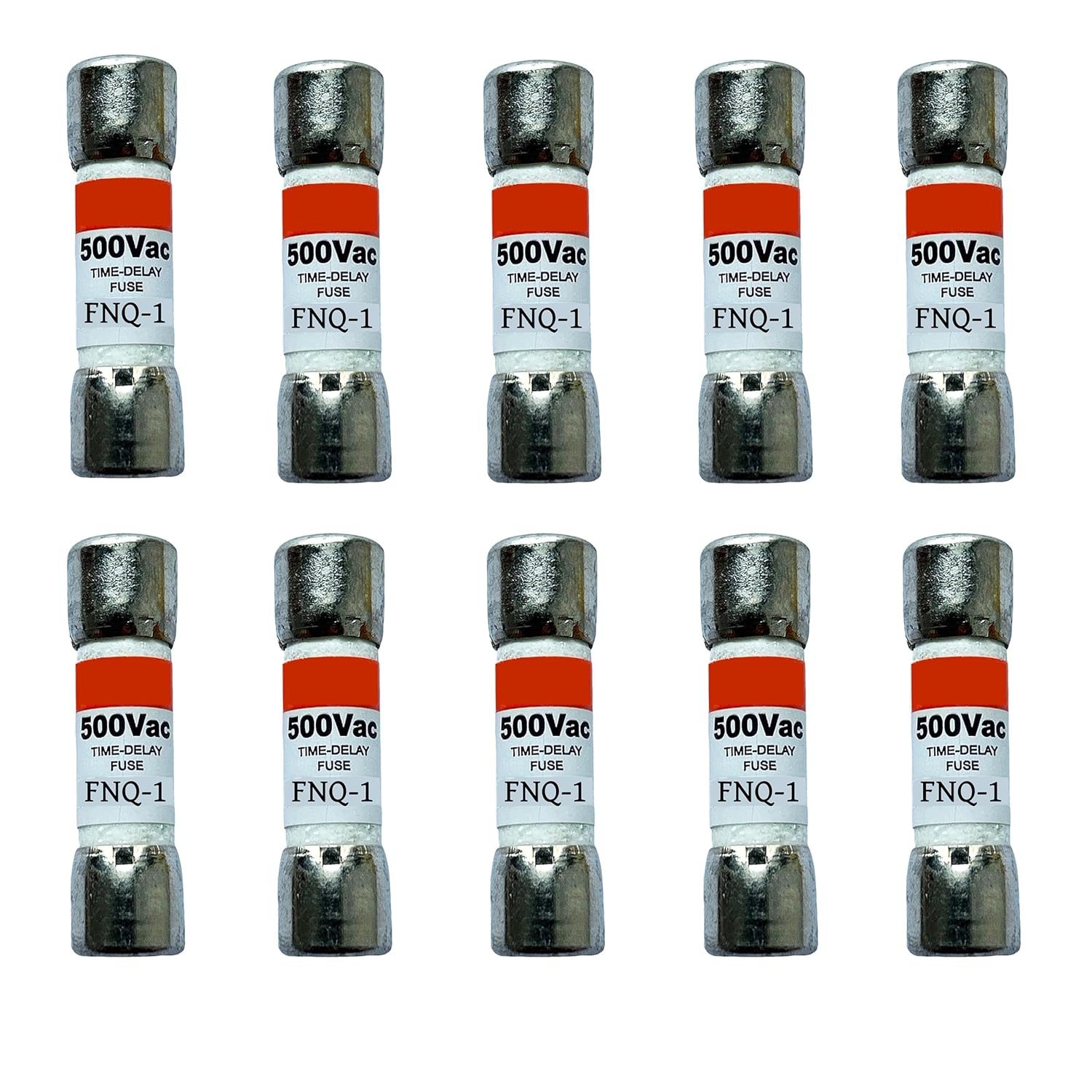 10-Pack New FNQ-1 FNQ-1A FNQ 1A 500Vac Time Delay Fuse,FNQ-1A Current Limiting Class CC Rejection Cartridge Fuses