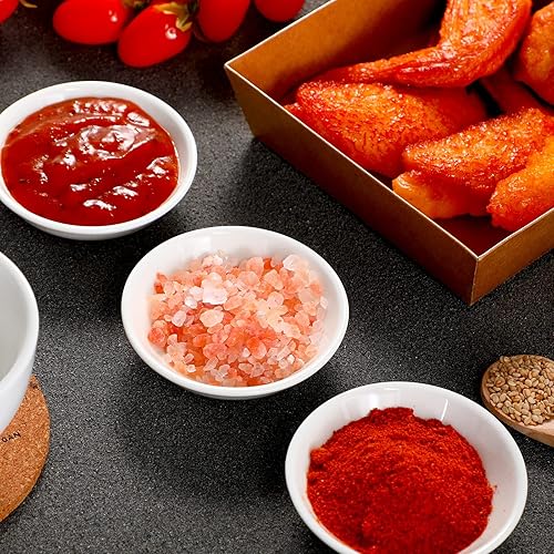 Miniatura 7 de Juego de 50 cuencos de cerámica blancos para salsa de soja, 1.2 onzas para sushi, ketchup, vinagre, aceite de oliva, soja, especias, chips de