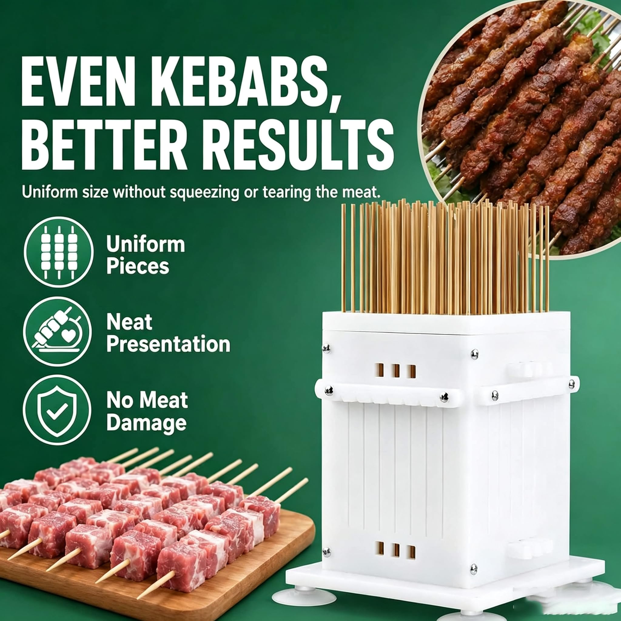 Caja Para Hacer Kebabs Con 64 Brochetas, Máquina Para Hacer Brochetas De Carne De Uso Rápido, Caja Para Hacer Kebabs, Herramienta Para Ensartar Rápidamente, Máquina Reutilizable Para Hacer