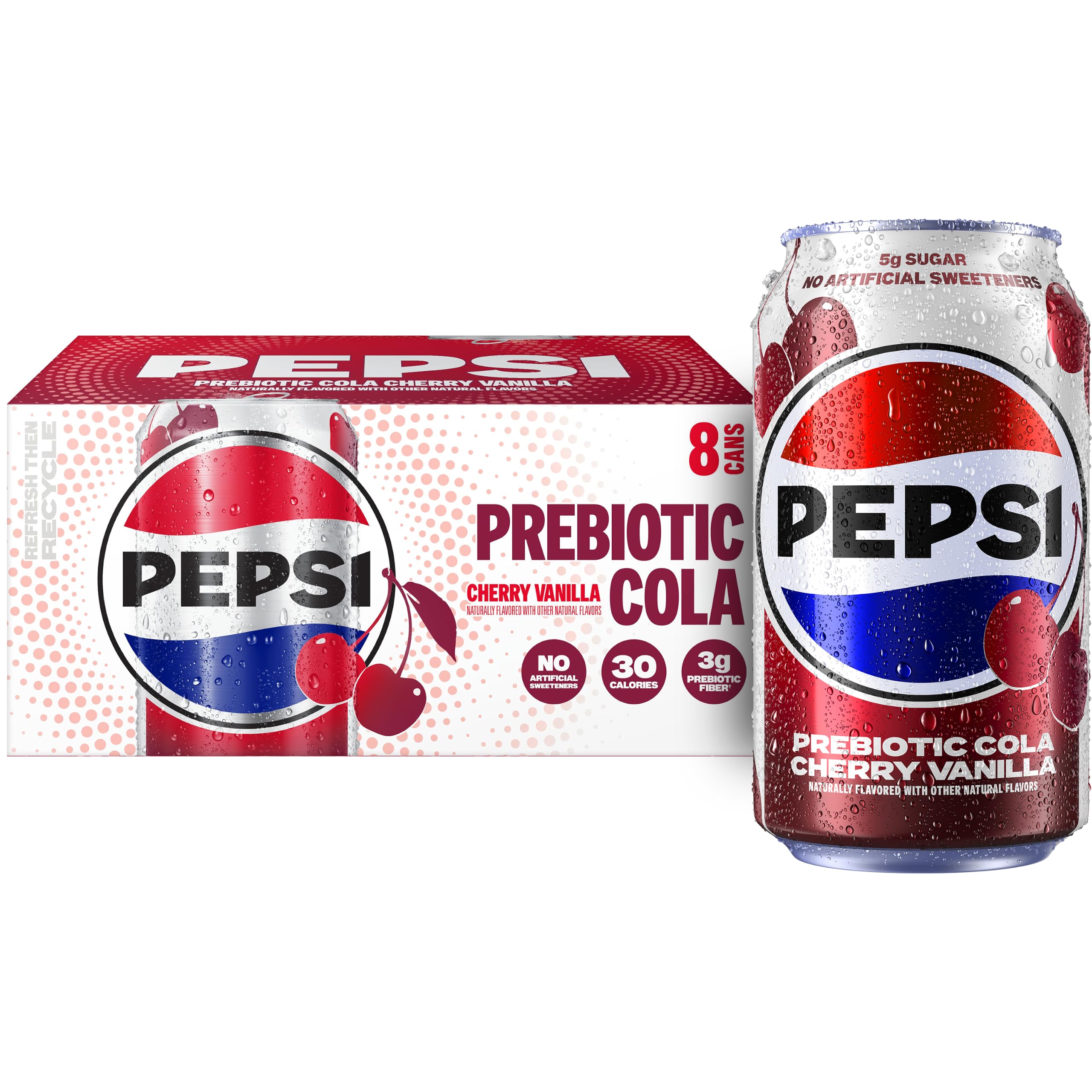 Amazon.com : Pepsi Prebiotic Cola, Cherry Vanilla, 12 fl oz Cans