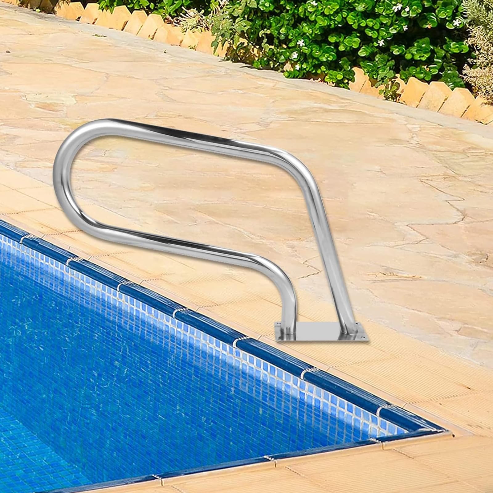 Pool Handrail Economy 304 Stainless Steel Pool Grab Rail Handrail for Inground Swimming Pool for Indoor and Outdoor for Inground Pool Entry