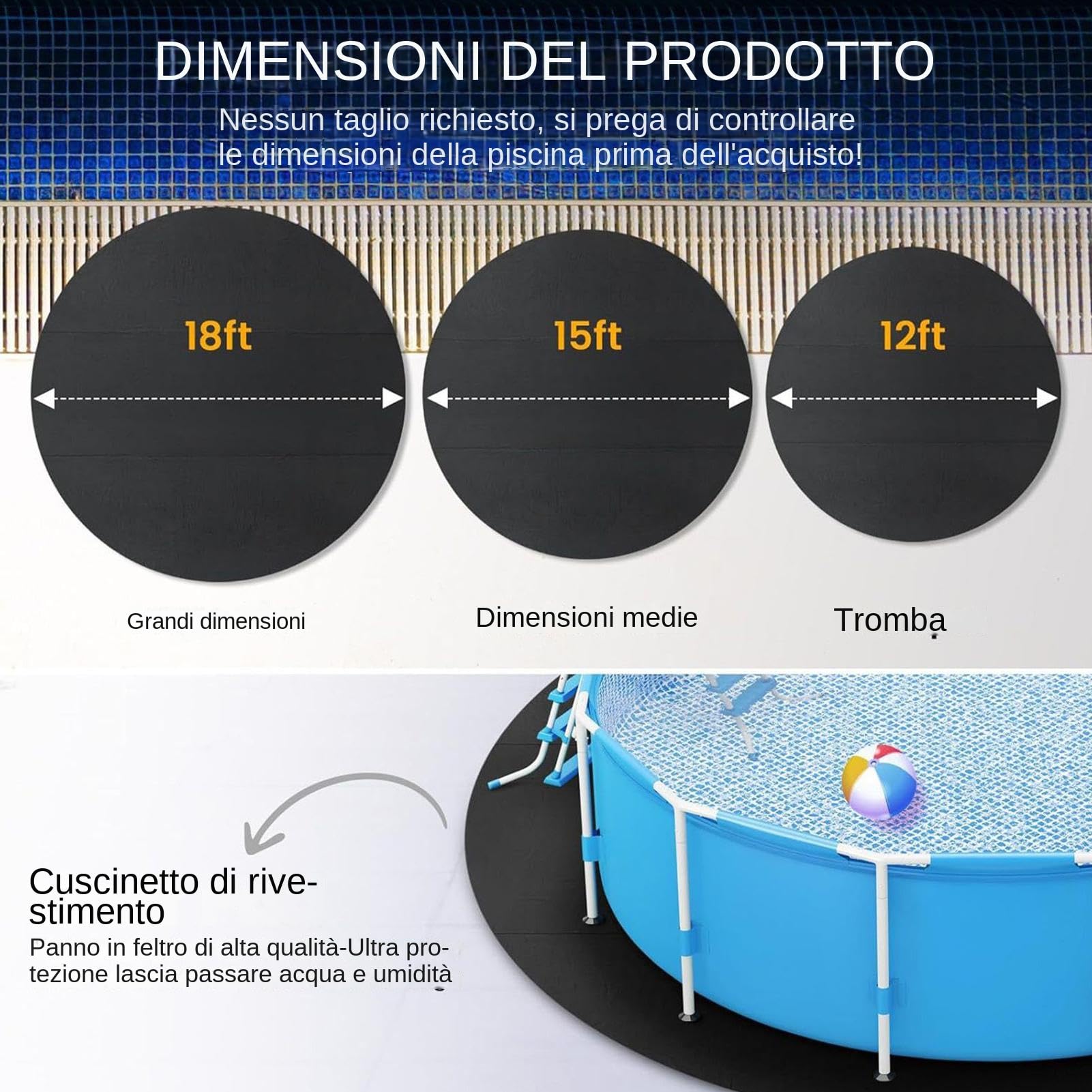 Tappetino Protettivo da Piscina su Prato Sottofondo Isolante E Protettivo | Tappeto Di Protezione Per Piscina per Patio, Giardino, Cortile, Prato, , Hotel, Villa