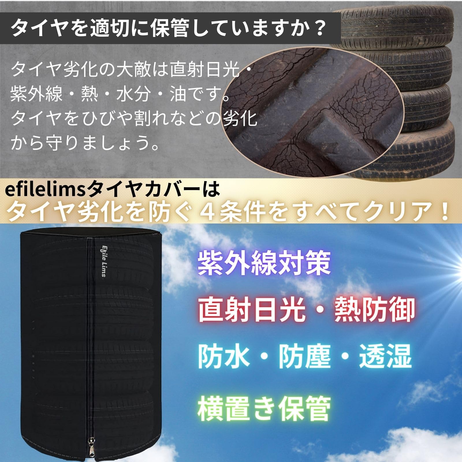 Amazon | タイヤカバー【タイヤ 劣化対策】タイヤラック 屋外 防水