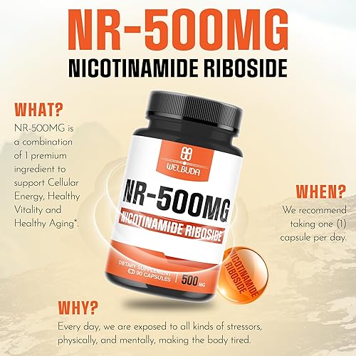 Miniatura 5 de Suplemento NAD+ con ribósido de nicotinamida 500 mg - Energía celular y reparación, envejecimiento saludable, bienestar - 90 cápsulas - Suministro