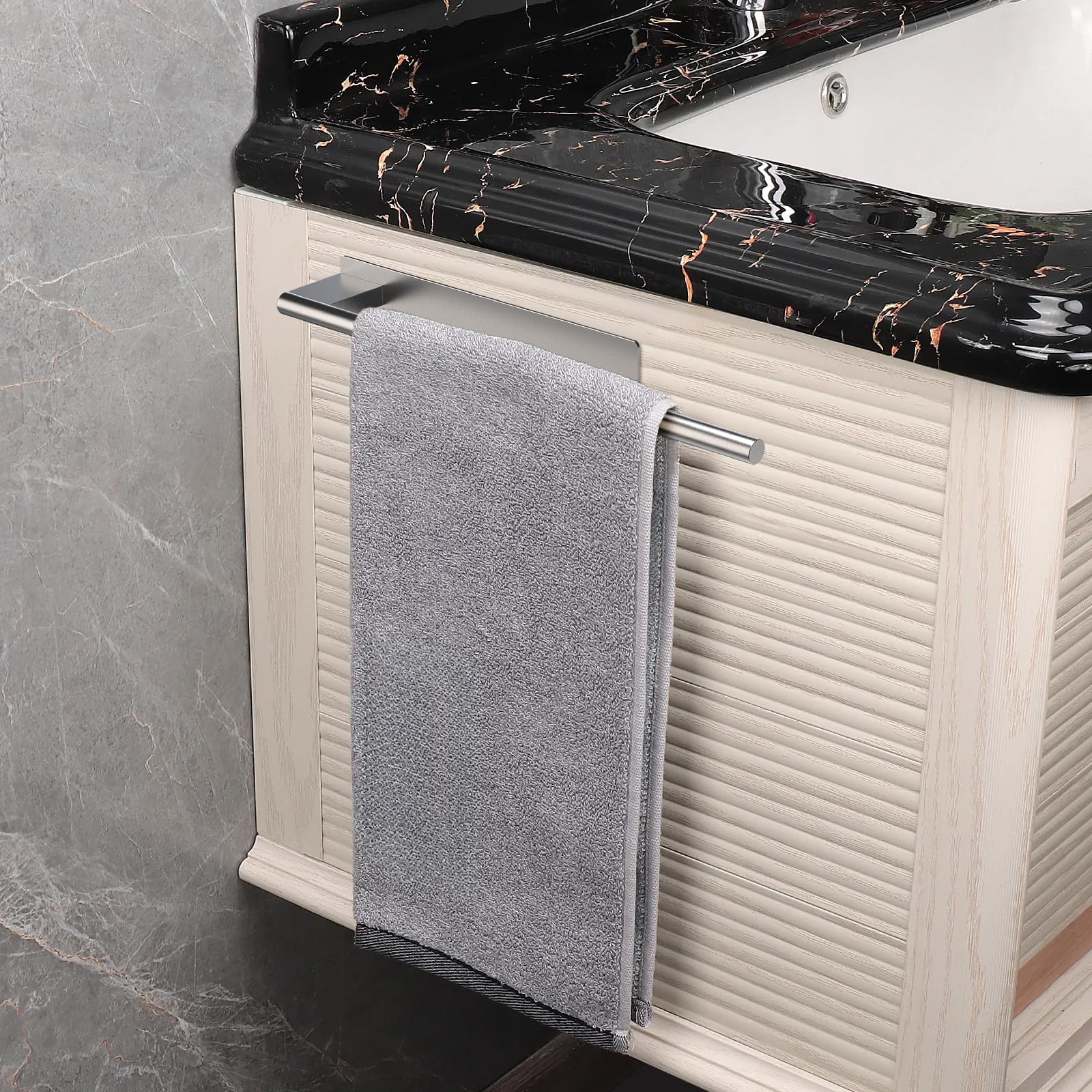 Ibergrif M34453A Portasciugamani Adesivo, 39CMPorta Asciugamani Bagno, Acciaio Inox, Spazzolato