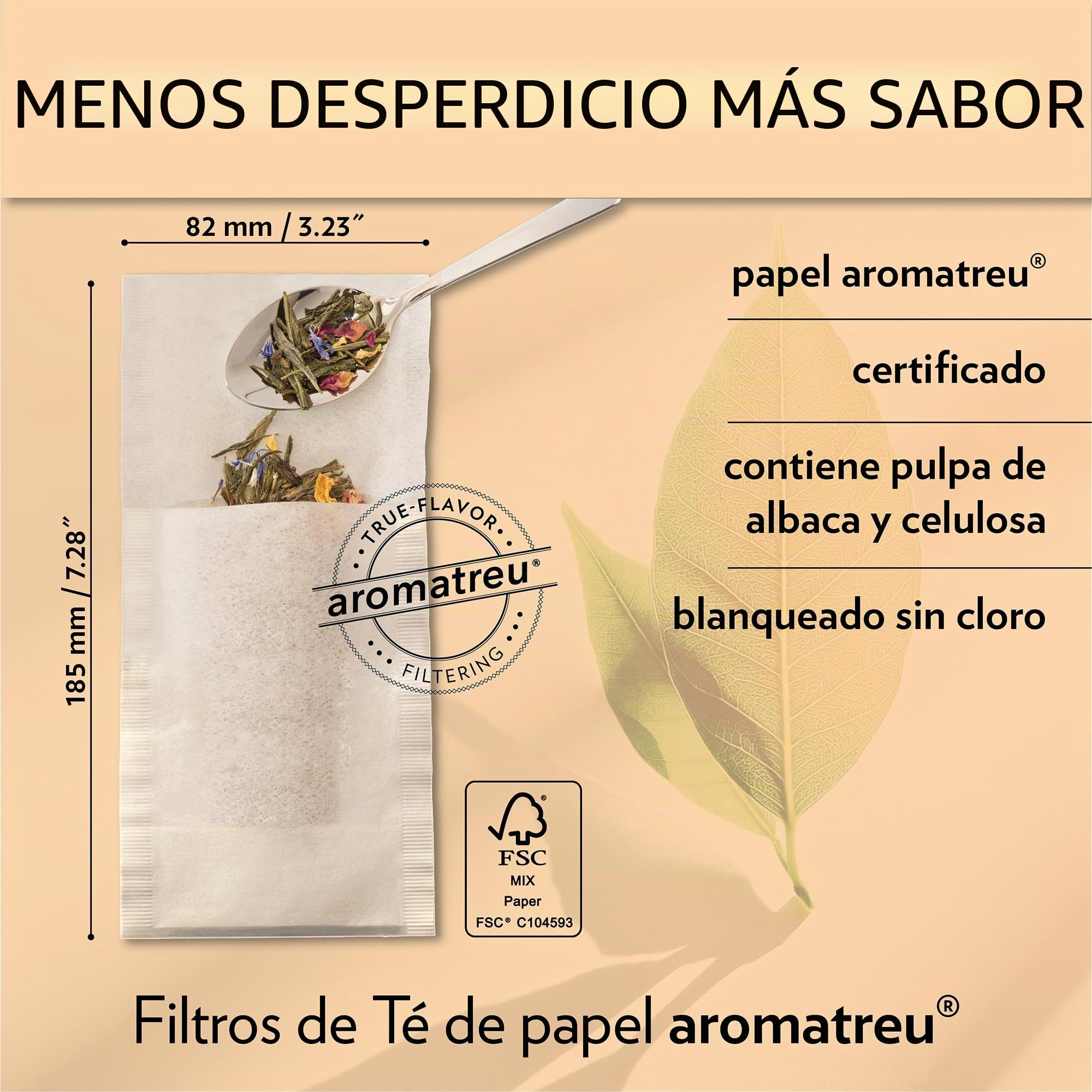 Finum - Filtros para té (Papel,100 Unidades, Talla L)