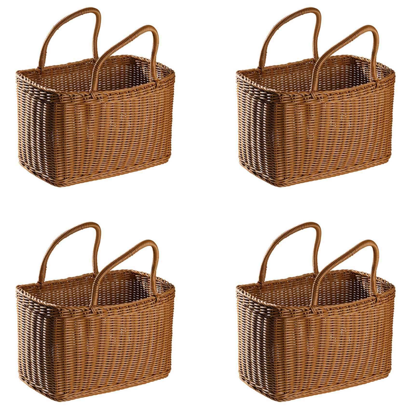 Hndhbfgrt 4X Home Shopping Basket Hand Vegetable Basket Woven Basket Flower Arrangement Basket Imitating Rattan Picnic Bag