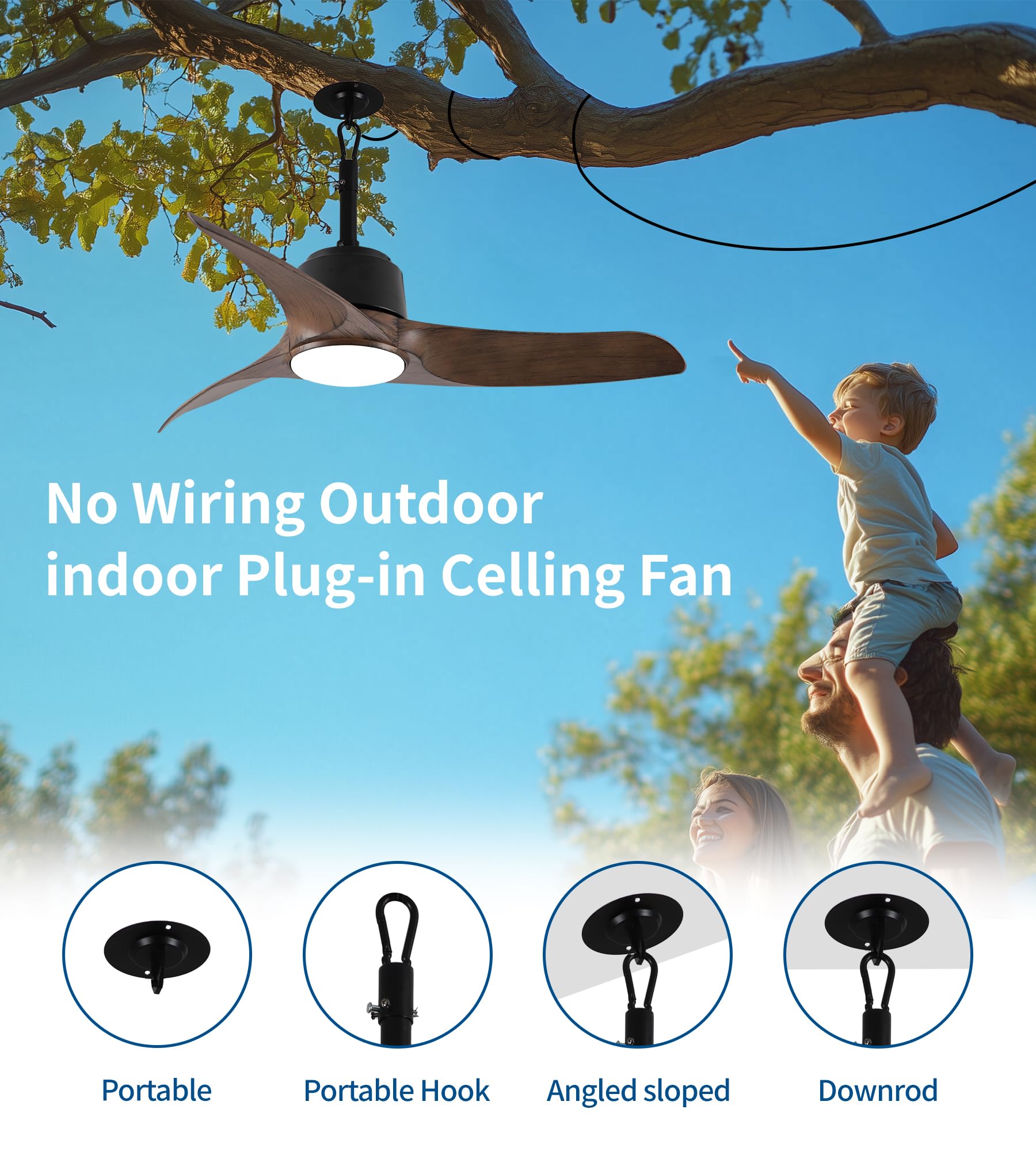 42 Outdoor Ceiling Fans with Lights and Remote Control IP66 Wet Rated Waterproof Ceiling Fan with 6-Speed DC — view 8